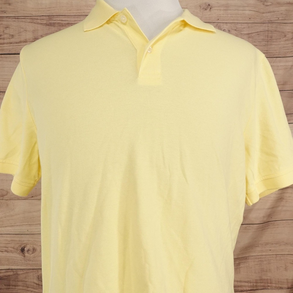 Gap Polo Shirt Mens L Yellow Cotton Spandex Knit Solid Short Sleeve Casual